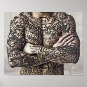 Pôster Fotografia do tatuagem do corpo masculino
