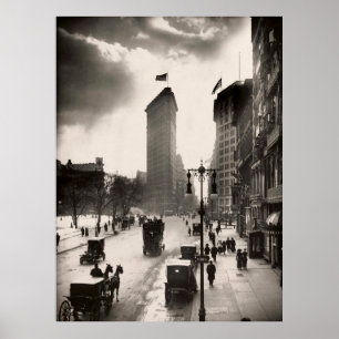 Poster Fotografia do vintage do ferro liso de NYC que