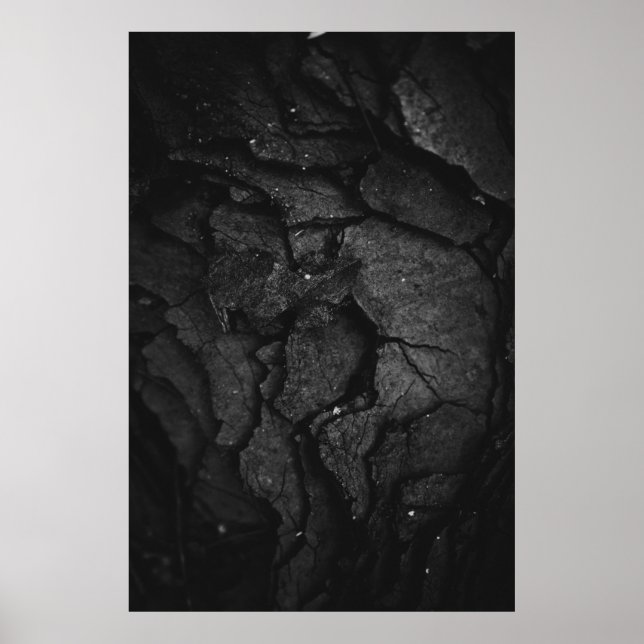 Poster Fotografia em escala de cinza da formação de rocha (Frente)