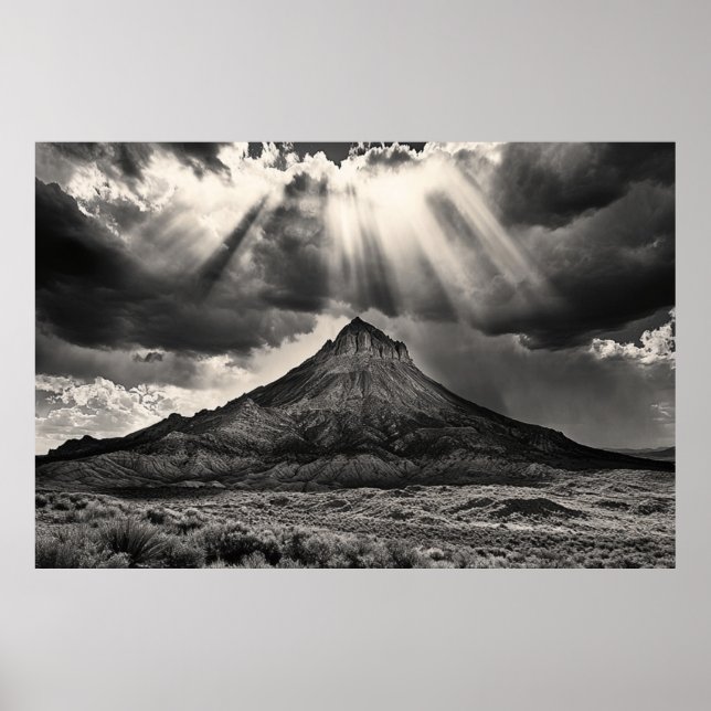 Poster Fotografia em preto e branco da Sleeping Ute Mount (Frente)