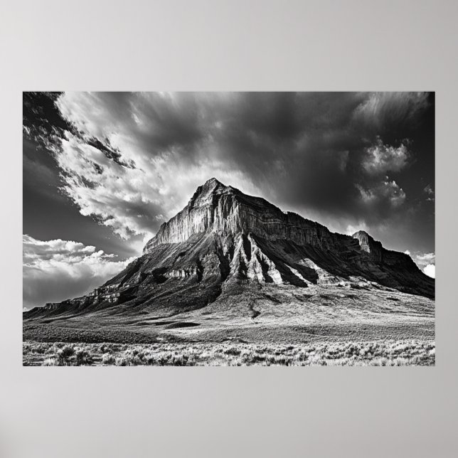 Poster Fotografia em preto e branco da Sleeping Ute Mount (Frente)