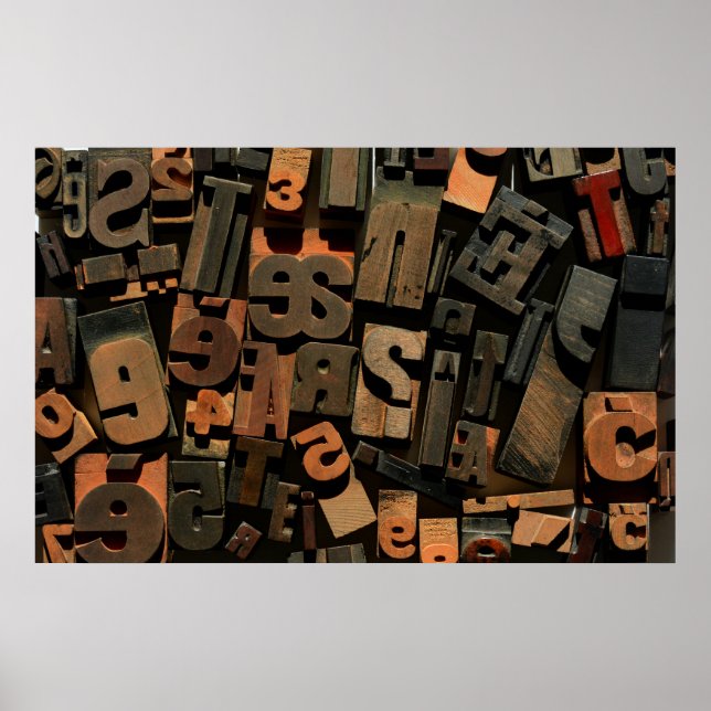 Poster Fotografia letterpress do tipo madeira (Frente)