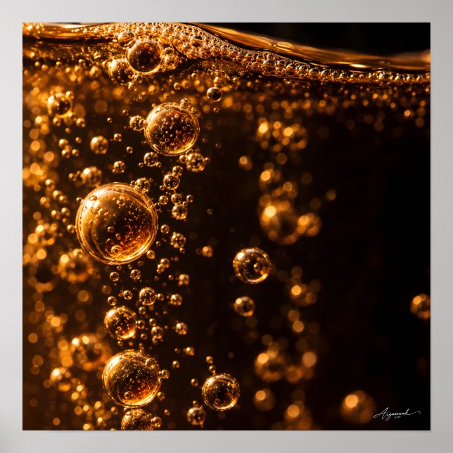 Poster Fotografia Macro de Bolhas de Cider Fermentando (Frente)