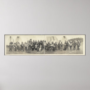 Pôster Fotografia panorâmico do vintage do nativo