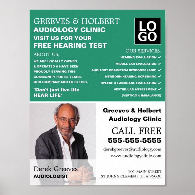 Poster Fotografia Personalizada, Audiologista, Audiologia (Frente)