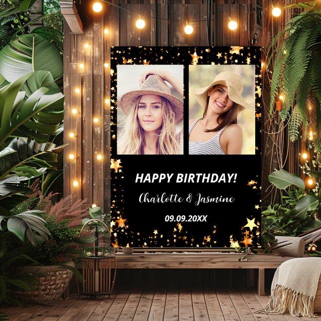 Poster Fotografia personalizada: Black gold stars 2 pesso (Criador carregado)