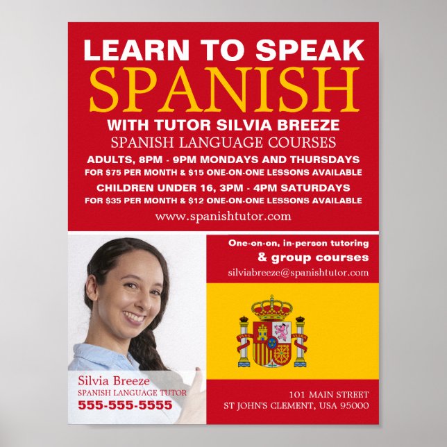 Poster Fotografia Personalizada, Curso de Língua Espanhol (Frente)