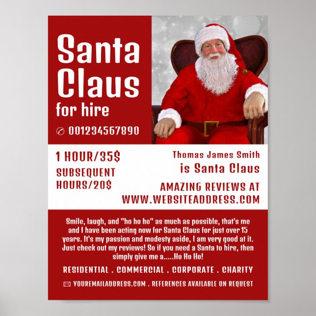 Poster Fotografia Personalizada, Entretenedor Santa Claus (Frente)