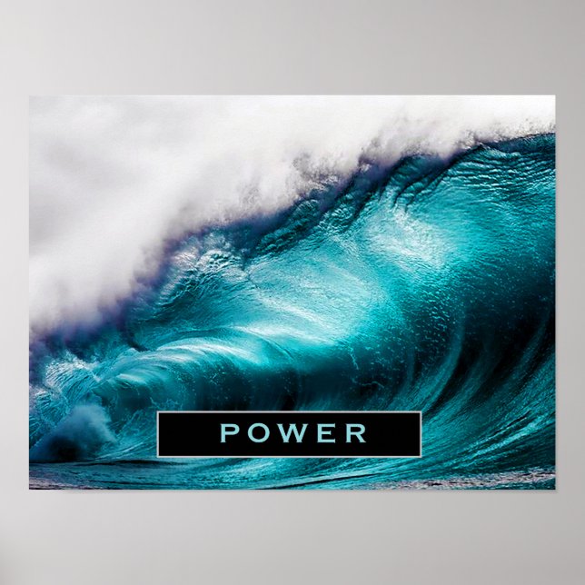 Poster Fotografia Power Inspirational Word Onda Oceânica (Frente)