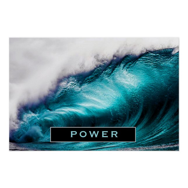 Pôster Fotografia Power Inspirational Word Onda Oceânica (Frente)