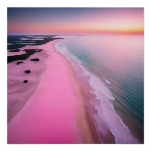 Pôster Fotografia Praia Estética Sunset Neutral Rosa