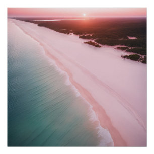 Pôster Fotografia Praia Estética Sunset Neutral Rosa