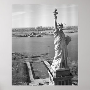 Pôster Fotografia preto e branco da estátua da liberdade