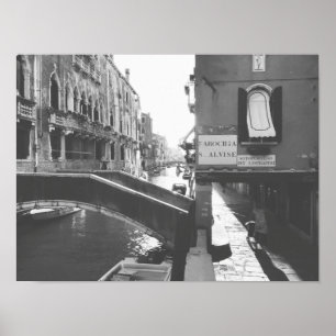 Poster Fotografia Preto e Branco Veneza Itália Canal