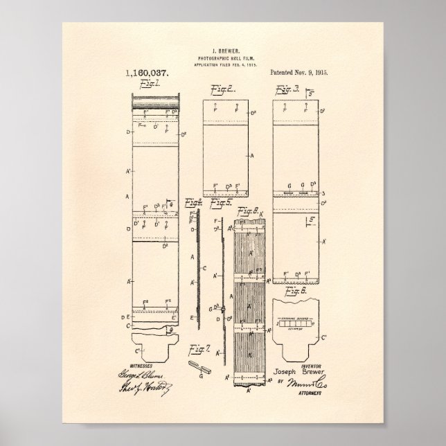 Pôster Fotografia Roll Film 1915 Arte Patente (Frente)