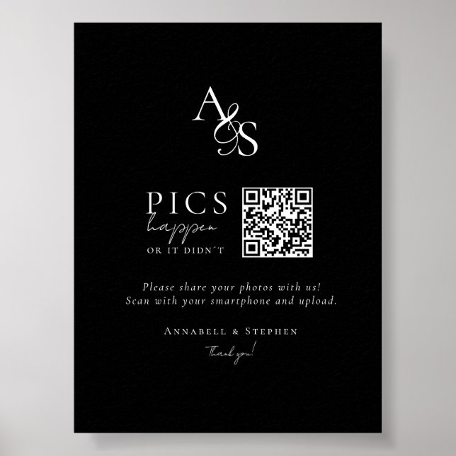Poster Fotos acontecem! Foto, Código QR, Casamento (Frente)