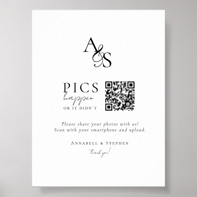 Poster Fotos acontecem! Foto, Código QR, Casamento (Frente)