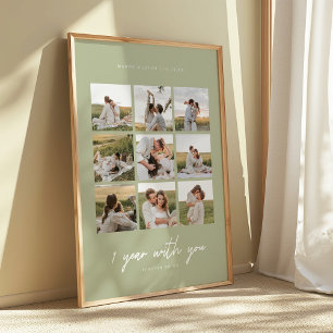 Poster Fotos de casamento modernas de 1º aniversário em v