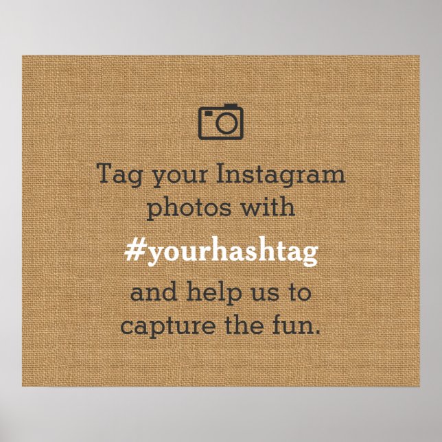 Poster Fotos de Casamento Rústico Hashtag Burlap (Frente)