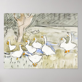 Poster Fotos de Pato Bonito Desenhado à Mão Fotos de Pato