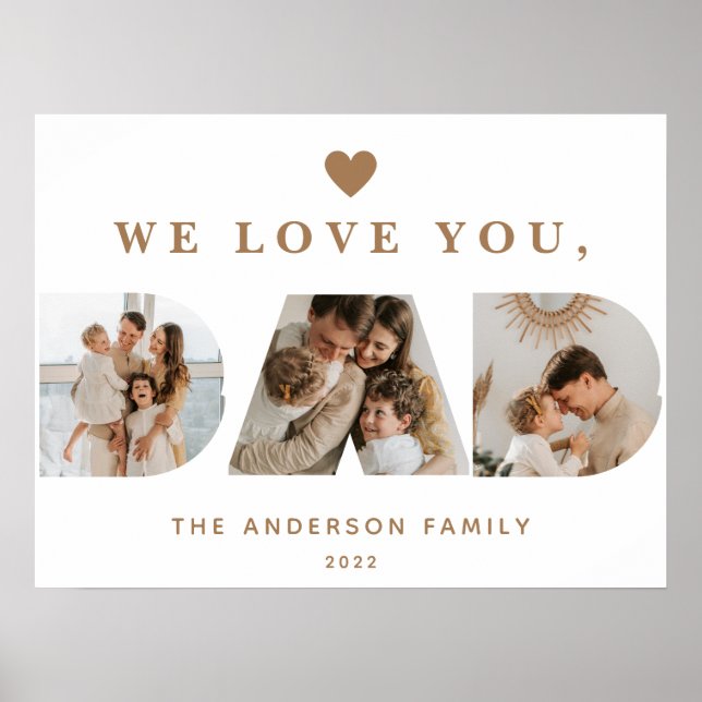 Poster Fotos de Script de Pai Personalizadas com Branco D (Frente)