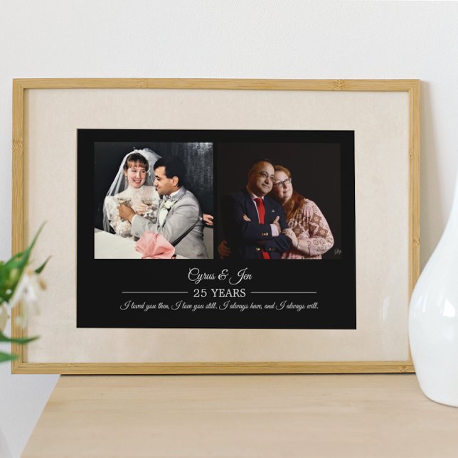 Poster Fotos do Agora e Então Texto Prata Aniversário Fot (Criador carregado)