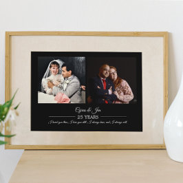 Poster Fotos do Agora e Então Texto Prata Foto de Anivers