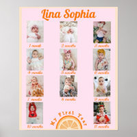 Fotos Mensais Rosa Divertido do Primeiro Ano