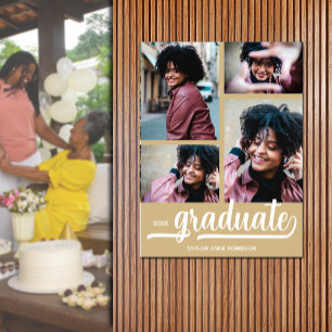 Poster Fotos modernas sobre graduação Dourada