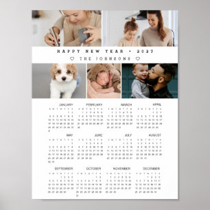 Poster Fotos Personalizadas Ano Novo 12 Meses Calendário