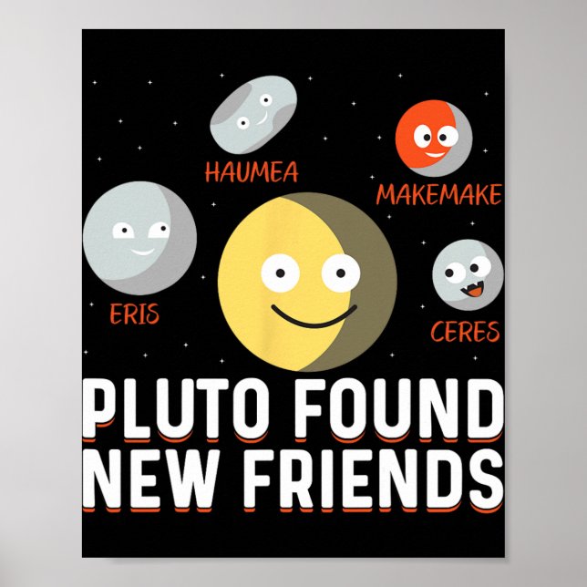 Poster Found New Friends Dwarf Planets Astronomy Kids  (Frente)