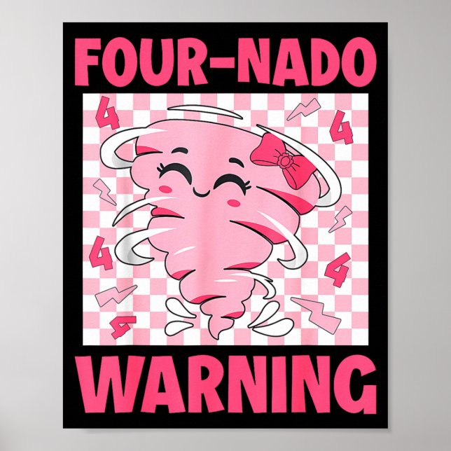 Poster Four 4 Nado Warning Nk Tornado Themed Birthday Gir (Frente)