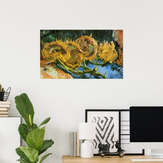 Poster Four Cut Sunflower por Vincent van Gogh (Escritório em casa)