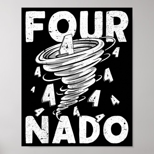 Poster Four Nado Fournado 4th Birthday 4 Years Old  (Frente)