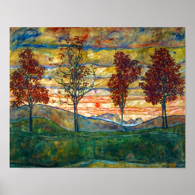 Poster Four Trees | Egon Schiele | (Frente)
