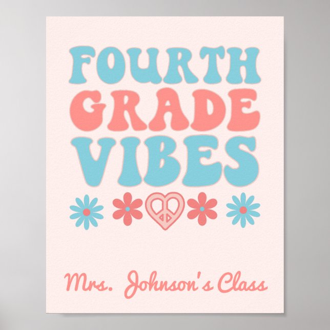 Poster Fourth Grade Vibes - Retro Back To School (Frente)