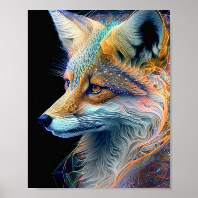 Poster Fox Animal Retrait Nature Willife Painting (Frente)