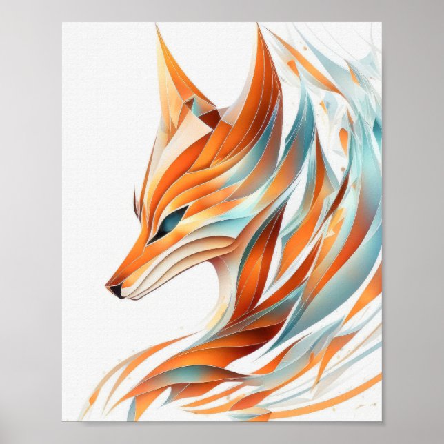 Poster Fox Animal Retrait Nature Willife Painting (Frente)