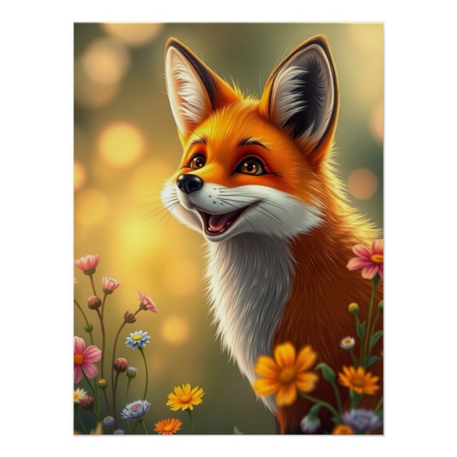 Pôster Fox Art Adorável (Frente)
