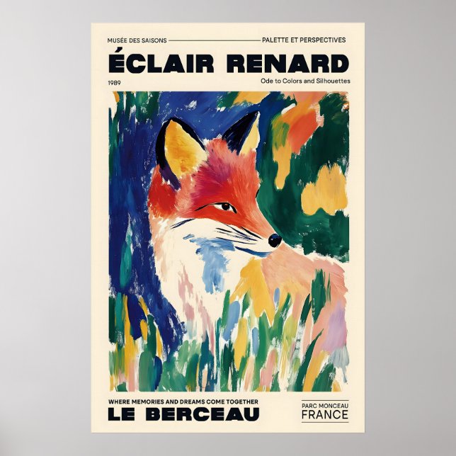 Poster Fox Art Print Éclair Renard French Exhibition (Frente)