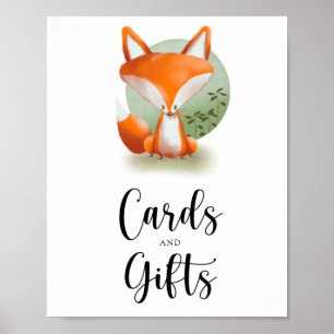 Poster Fox - cartões e chá de fraldas de presentes