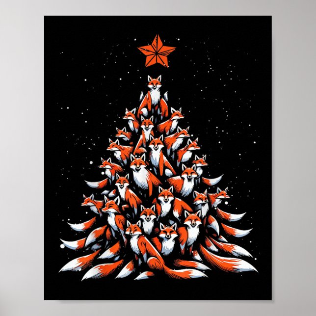 Poster Fox Christmas Tree Fox Xmas Tree Women &amp; Boys (Frente)