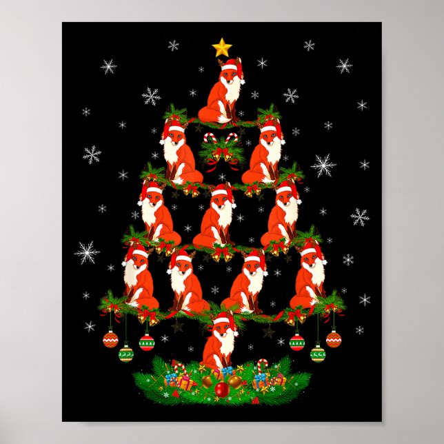 Poster Fox Christmas Tree Funny Xmas Lover  (Frente)
