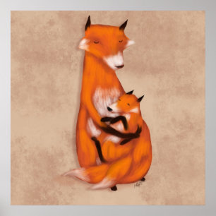 Poster Fox de Momma e bebê