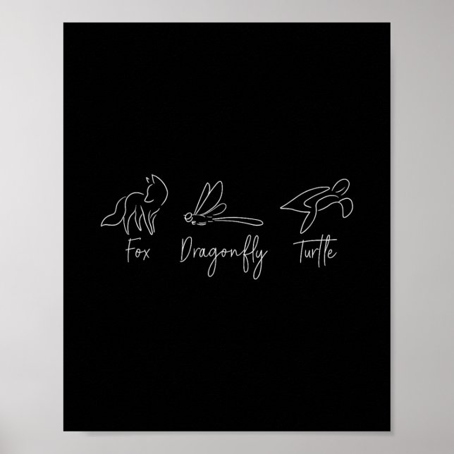 Poster Fox Dragonfly Turtle Trump Meme Minimalist  (Frente)