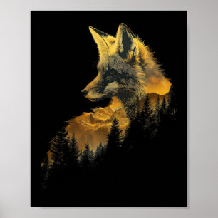 Poster Fox Forest Nature Lover Montanhas Caminhando Campa