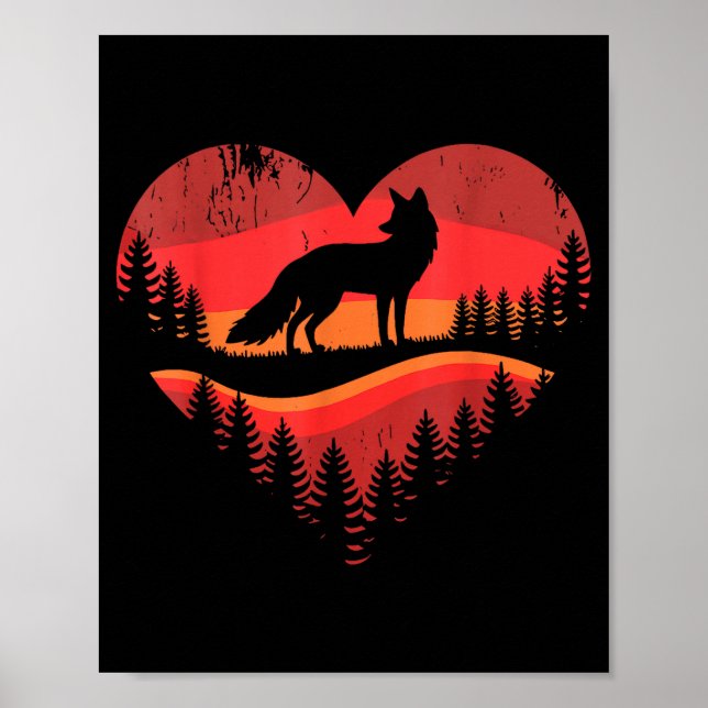 Poster Fox Heart Valentines Animal Fox Lover Men Women Gi (Frente)