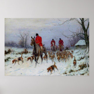 Poster Fox Hunt Huntsmen e Hounds voltando para casa