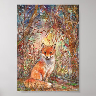 Poster Fox in Autumn Woods