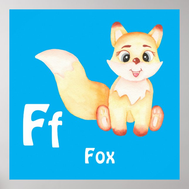 Poster Fox personalize ABC: Carta F - Adicione seu nome (Frente)